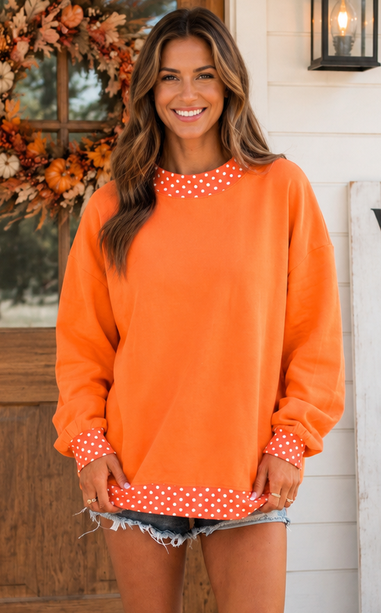 Polka Dot Trim Sweatshirt RTS
