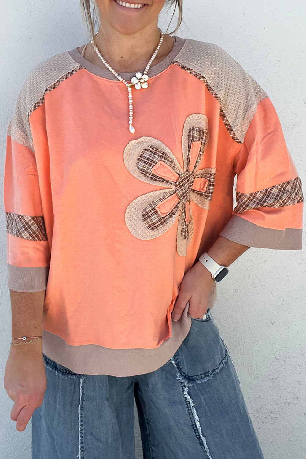 Orange Patchwork Flower Top LT