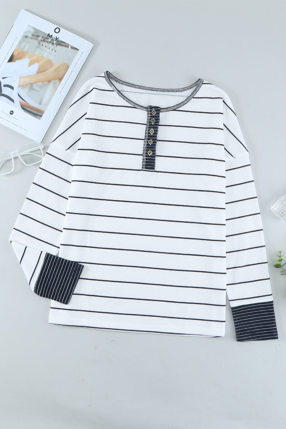 Stripe Waffle Knit Top October.