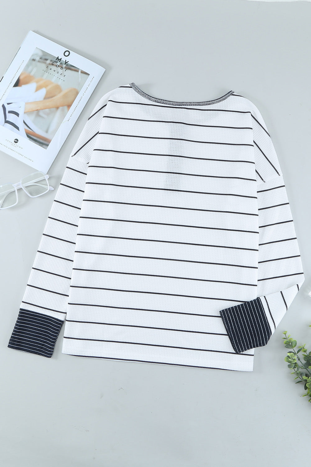 Stripe Waffle Knit Top October.