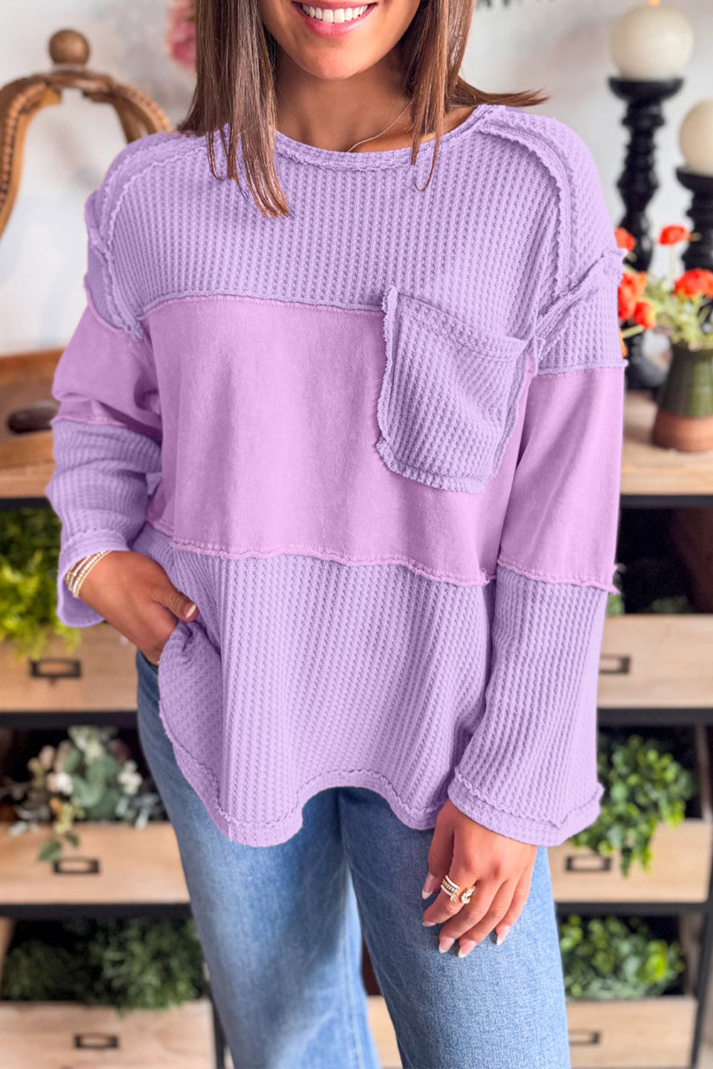 Purple Thermal Knit Textured Top FB