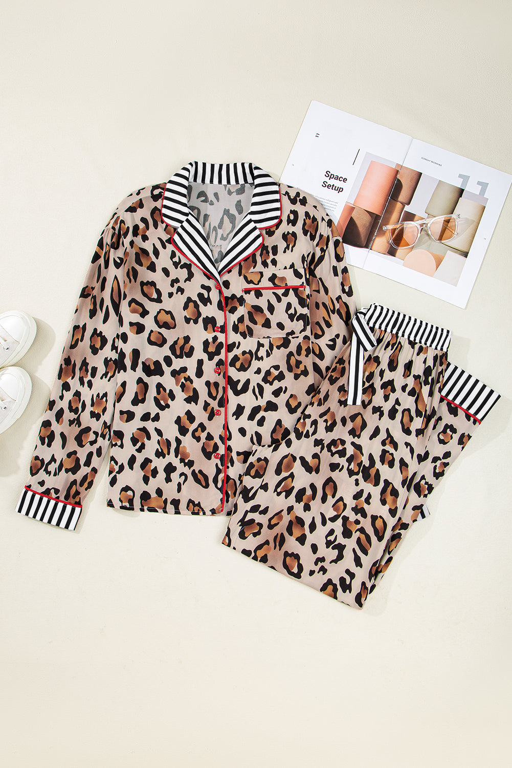 Khaki Leopard Pajama Set FB