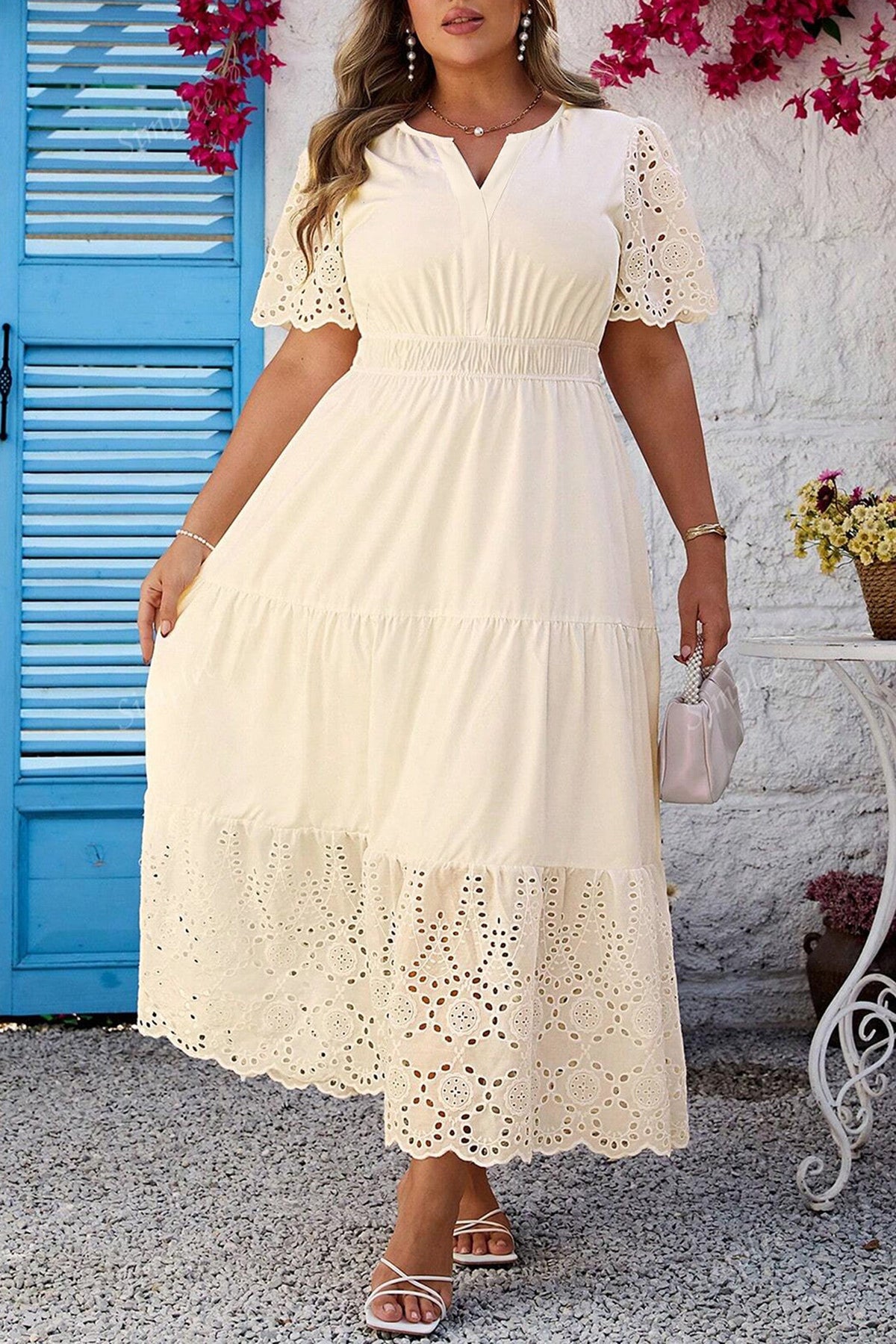 Apricot Plus Lace Dress RTS