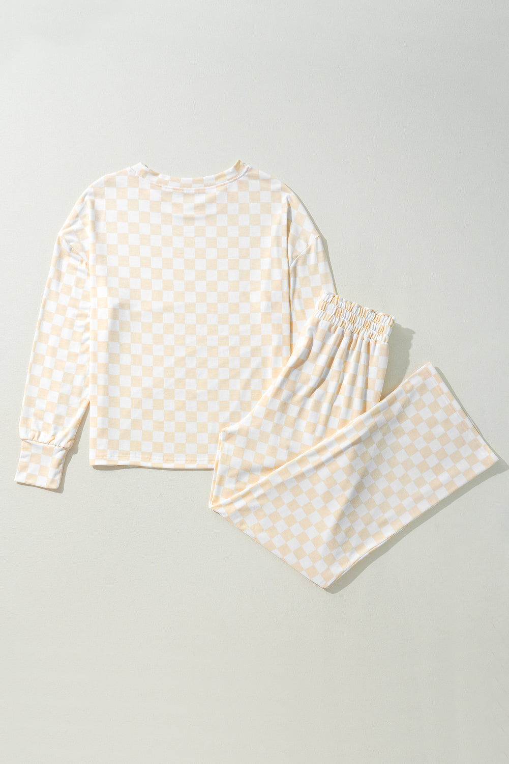 Beige Checkered Lounge Set August.