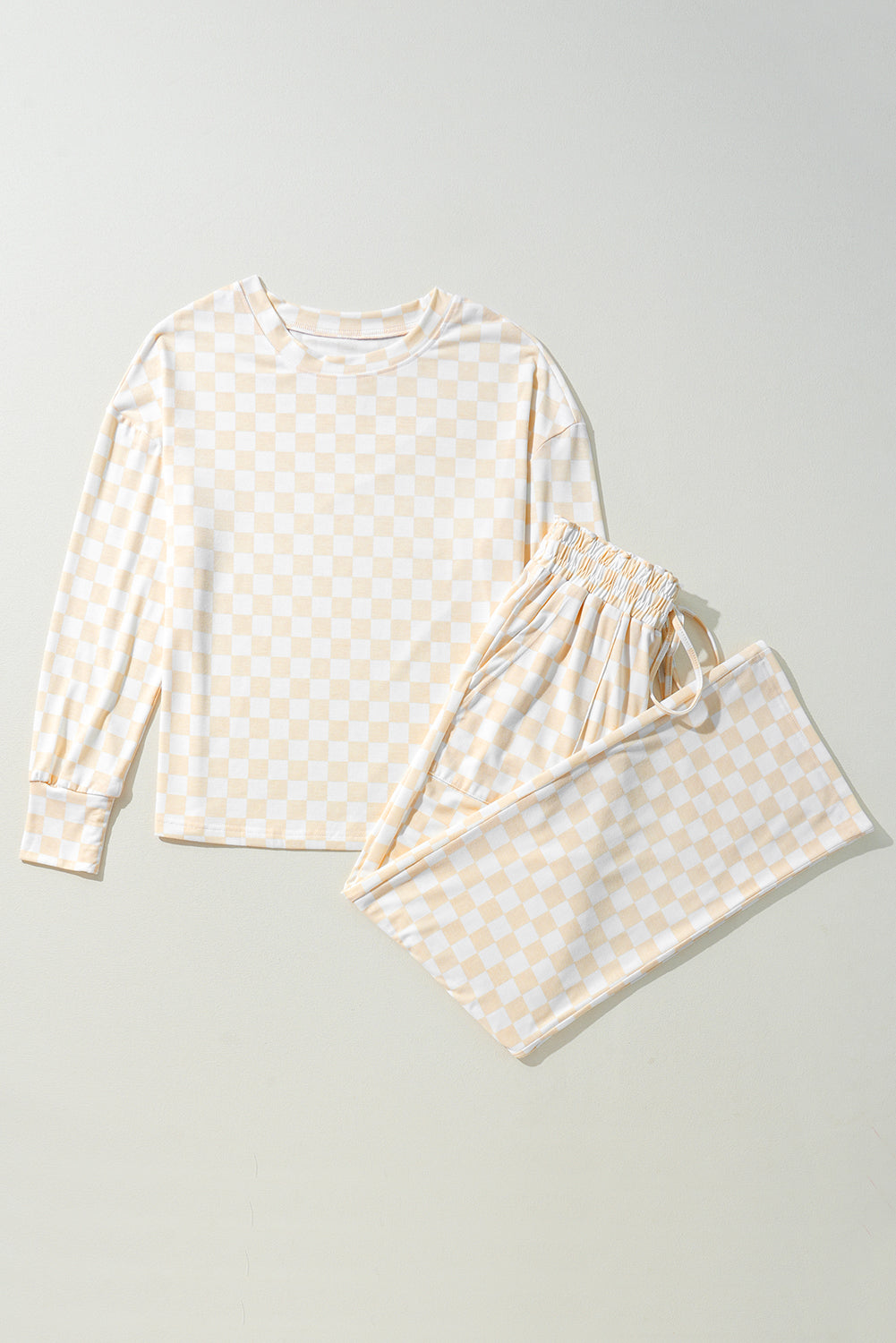 Beige Checkered Lounge Set August.
