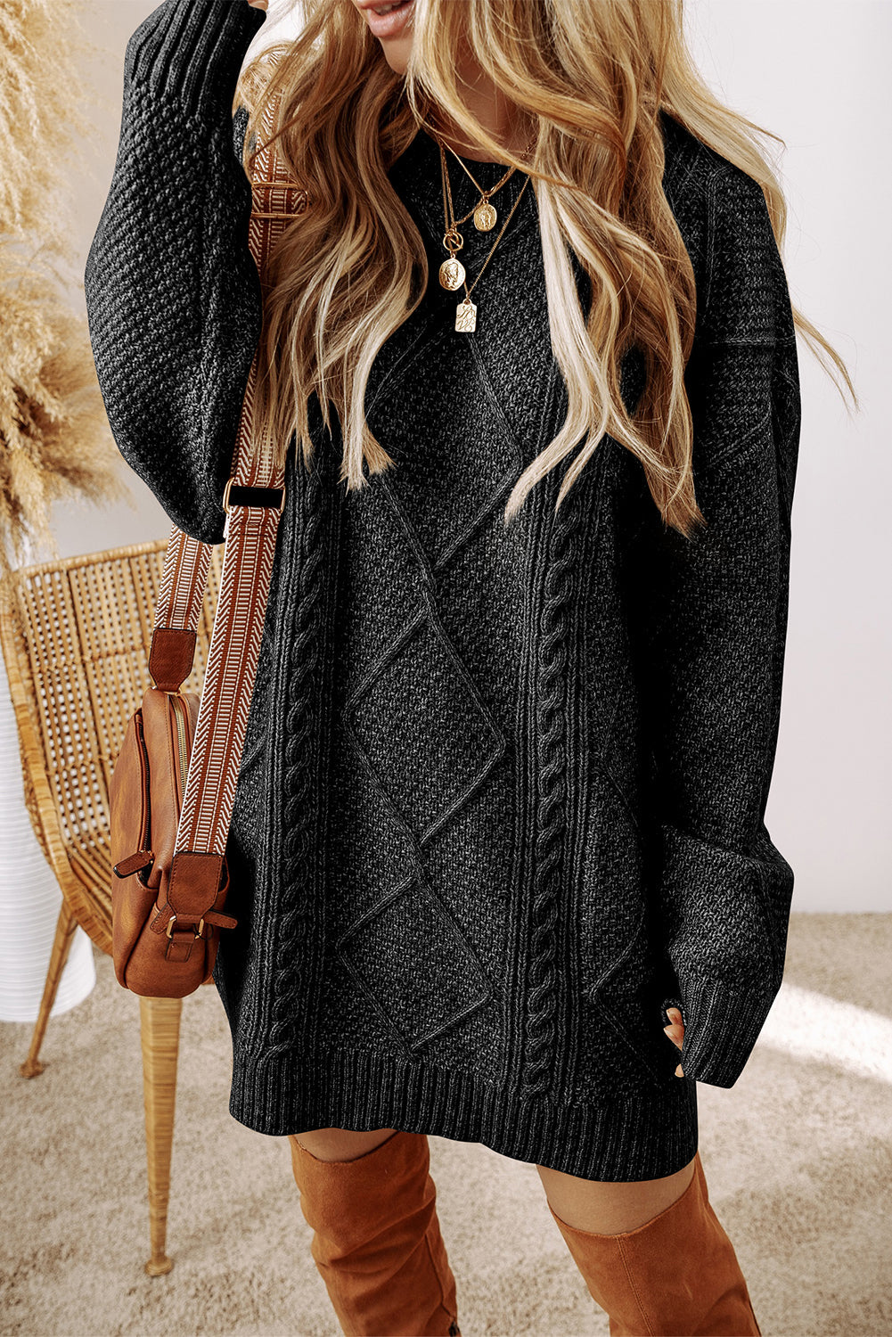 Cable Knit Sweater Dress *Many Colors* FB