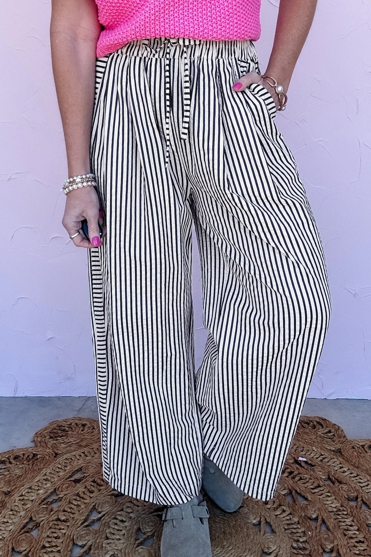 Black Stripe Casual Pants RTS