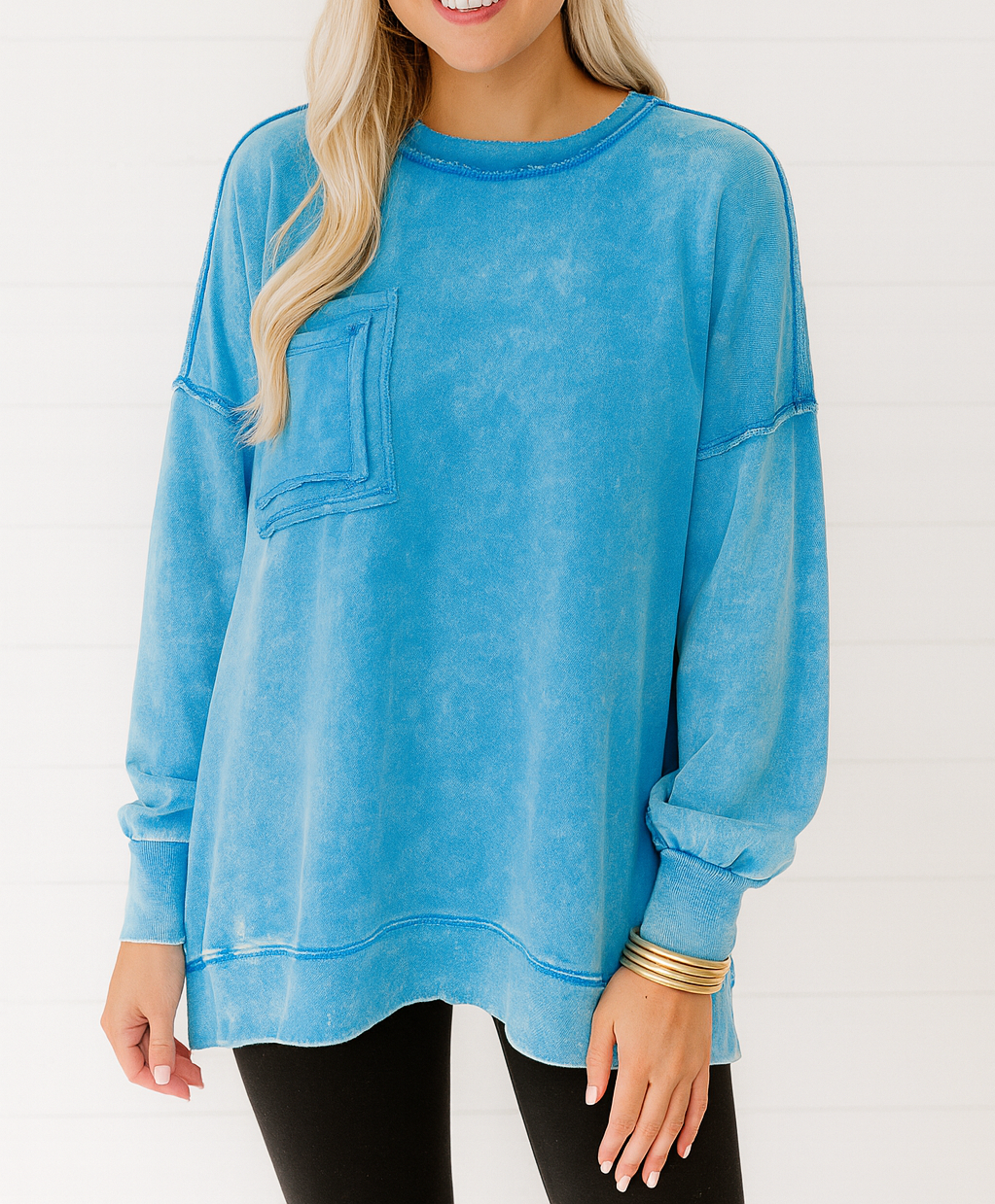 Blue Mineral Wash Pocket Sweatshirt RTS