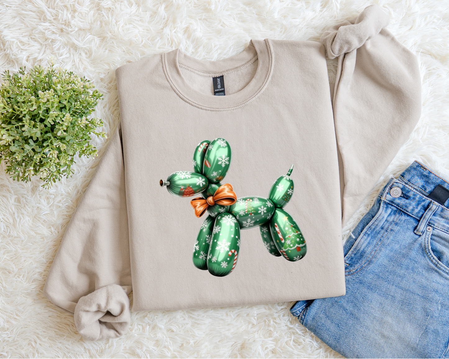 Christmas Balloon Dog Sweatshirt.