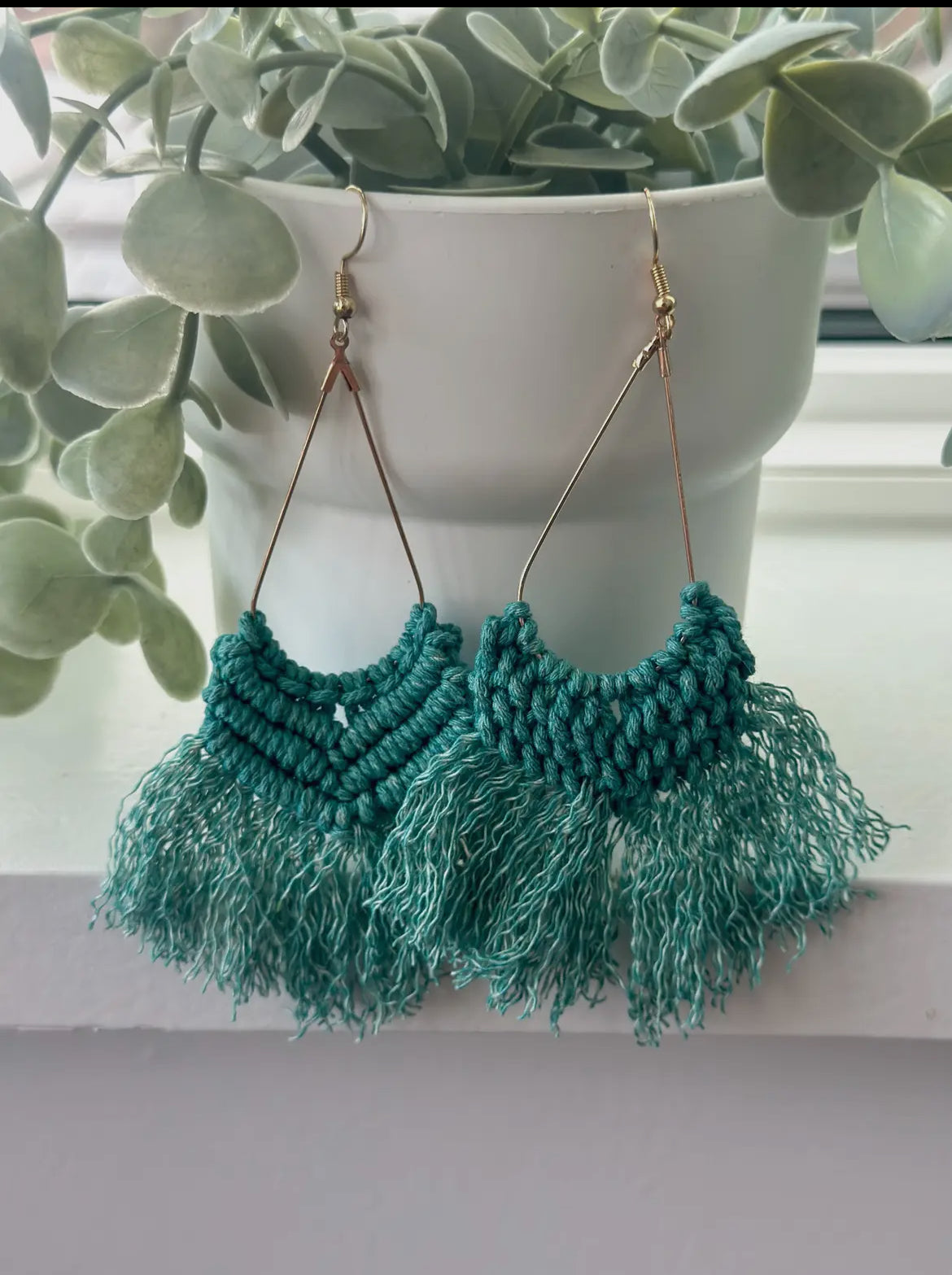 Green Macrame Earrings