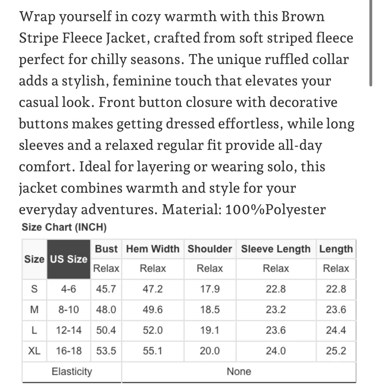 Brown Stripe Fleece Jacket