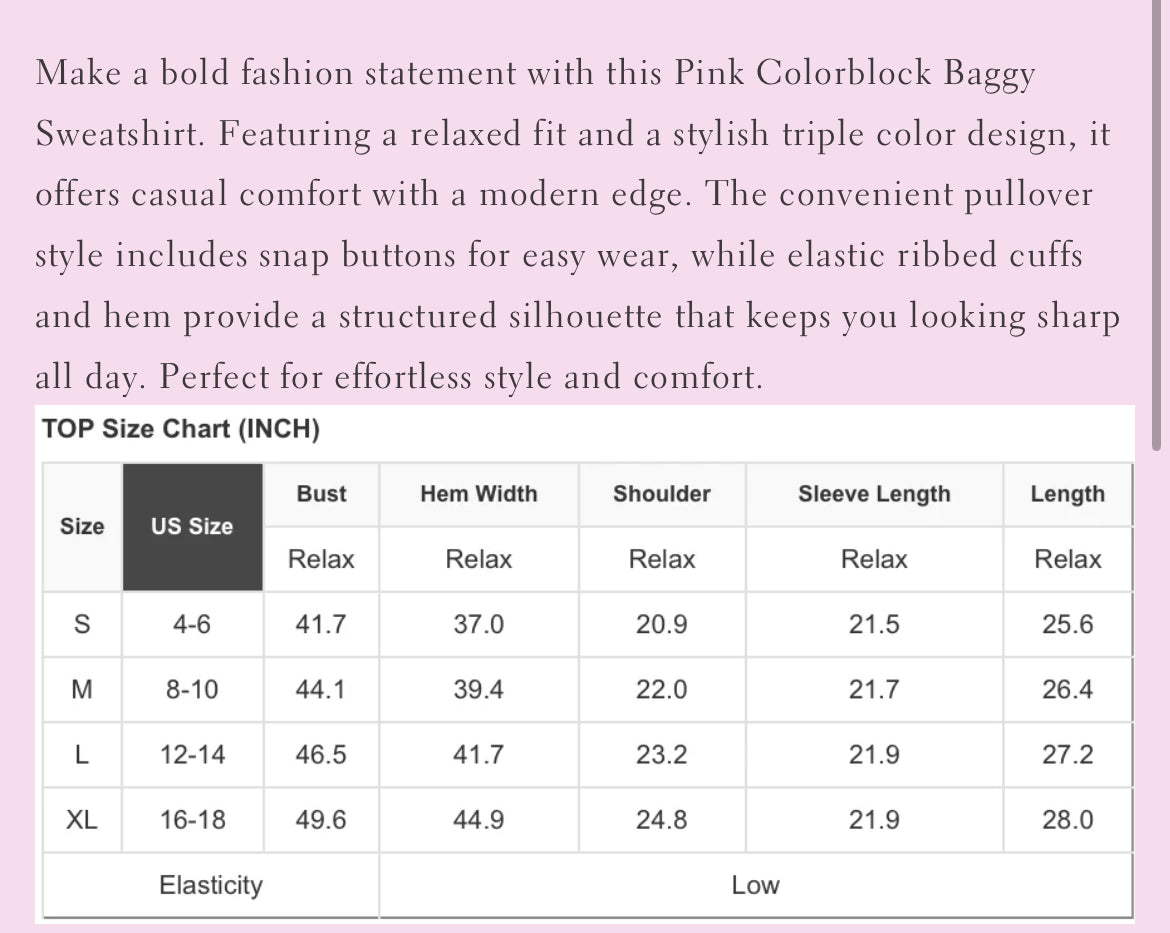 Pink Colorblock Baggy Sweatshirt