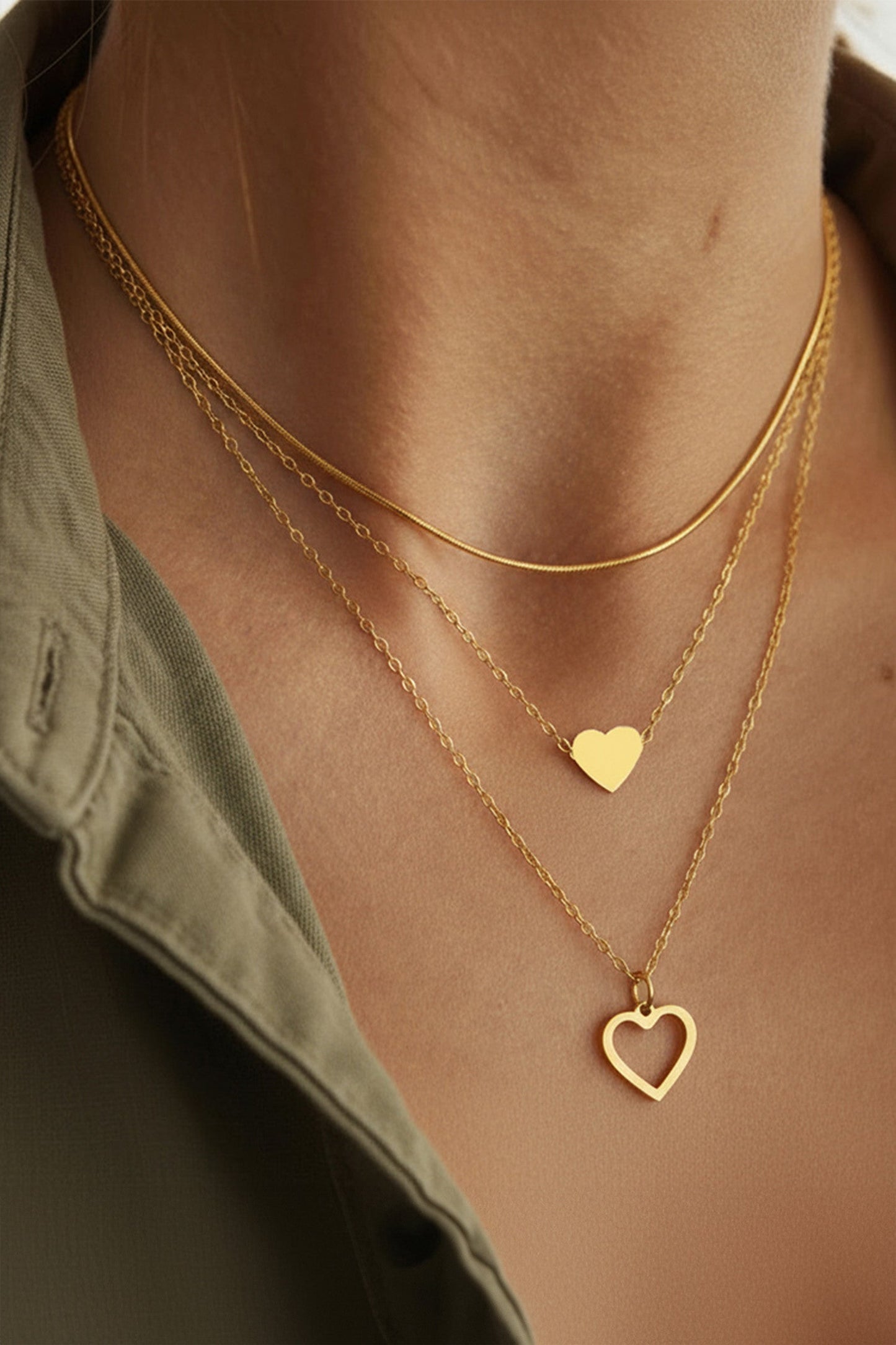 Gold Heart Necklaces Set FB