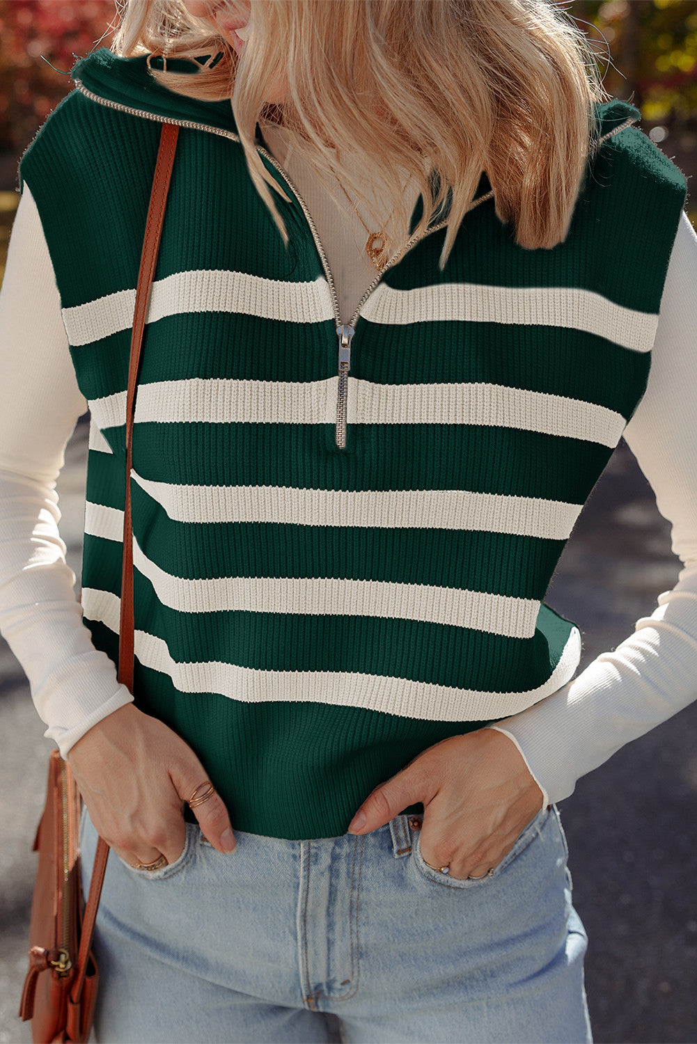 Green Ribbed Sweater Vest FB