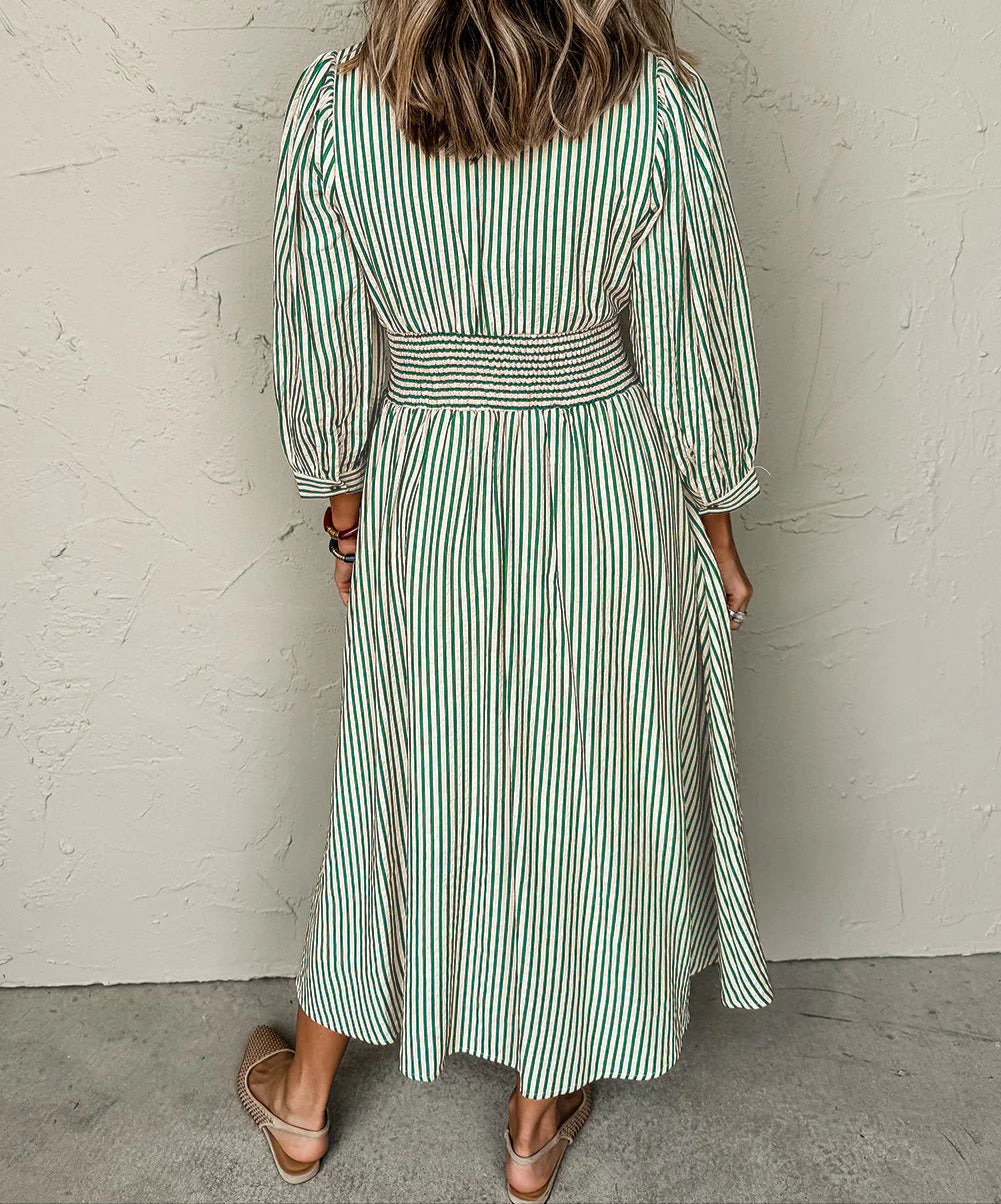 Green Stripe Midi Dress