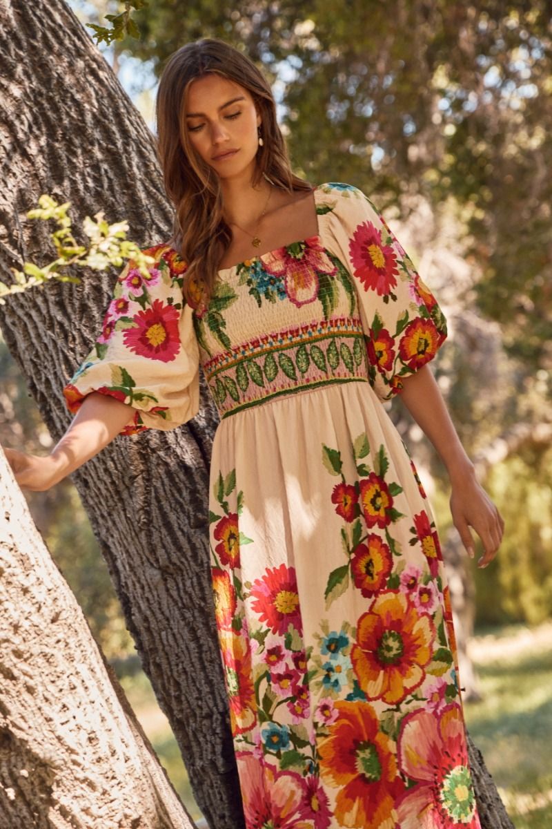 Tan Floral Maxi