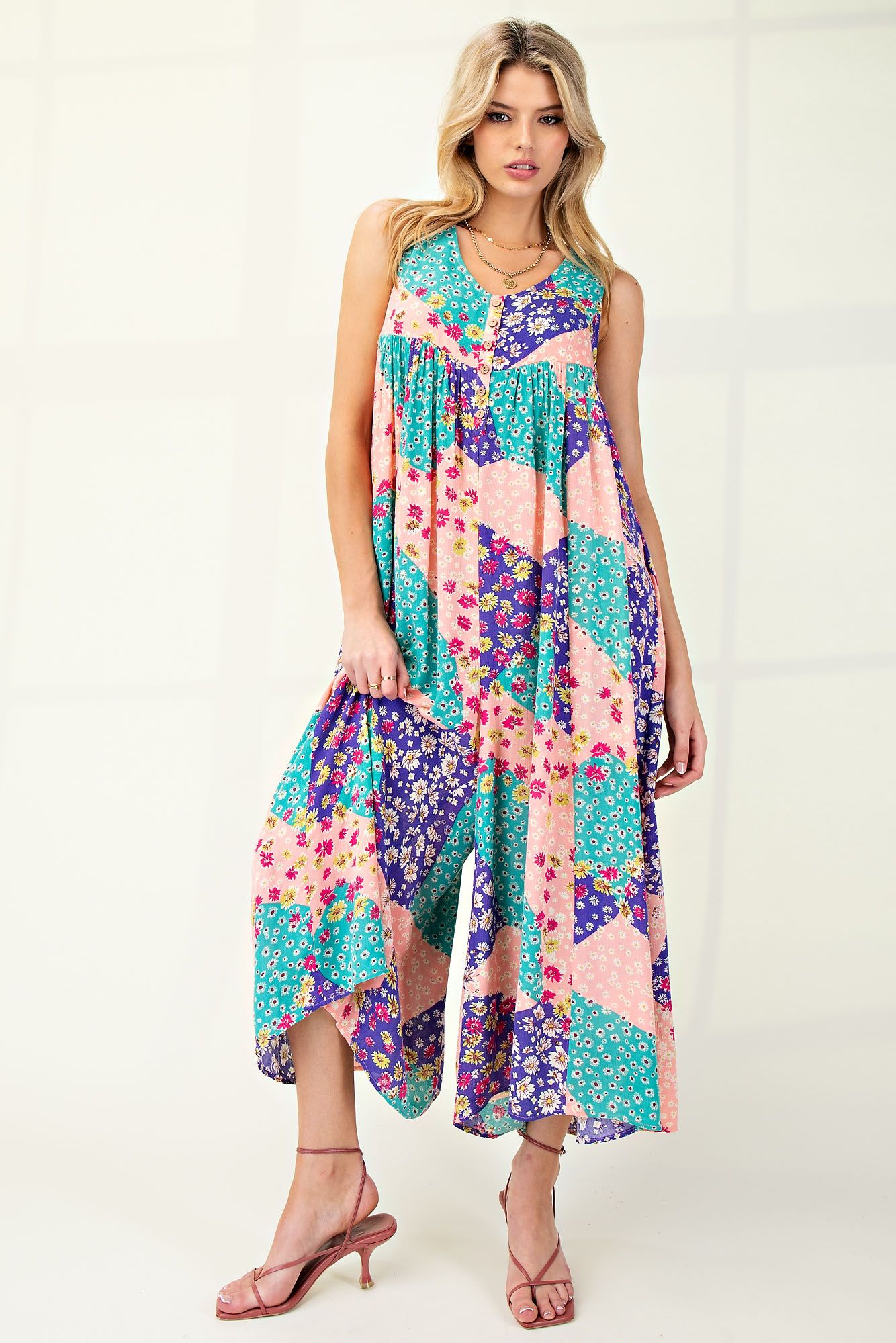 Floral Patchwork Overalls