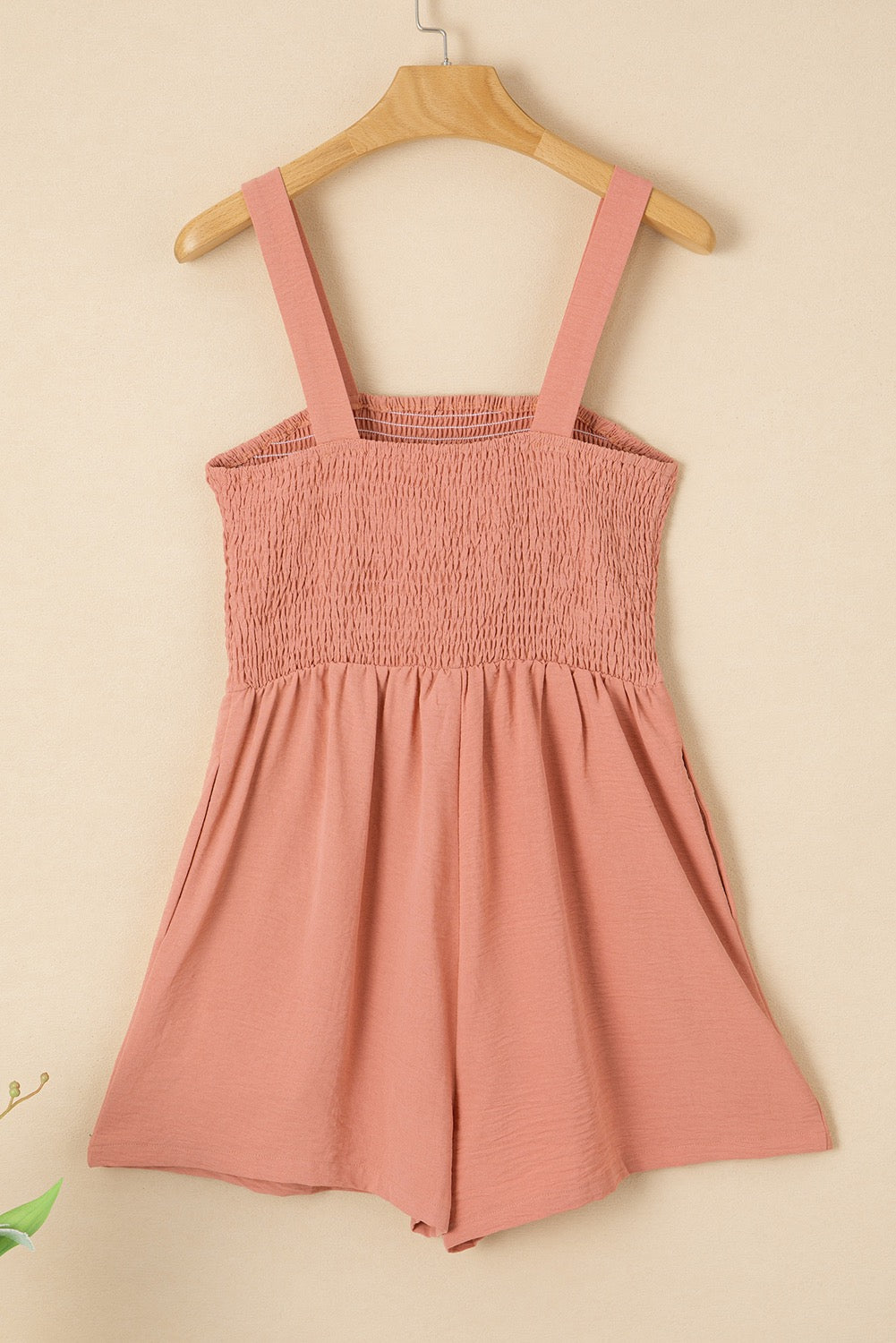 Apricot Pink Smocked Romper FB
