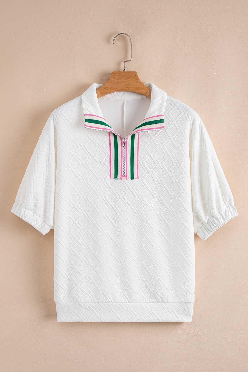 Striped Zip Collar Blouse RTS
