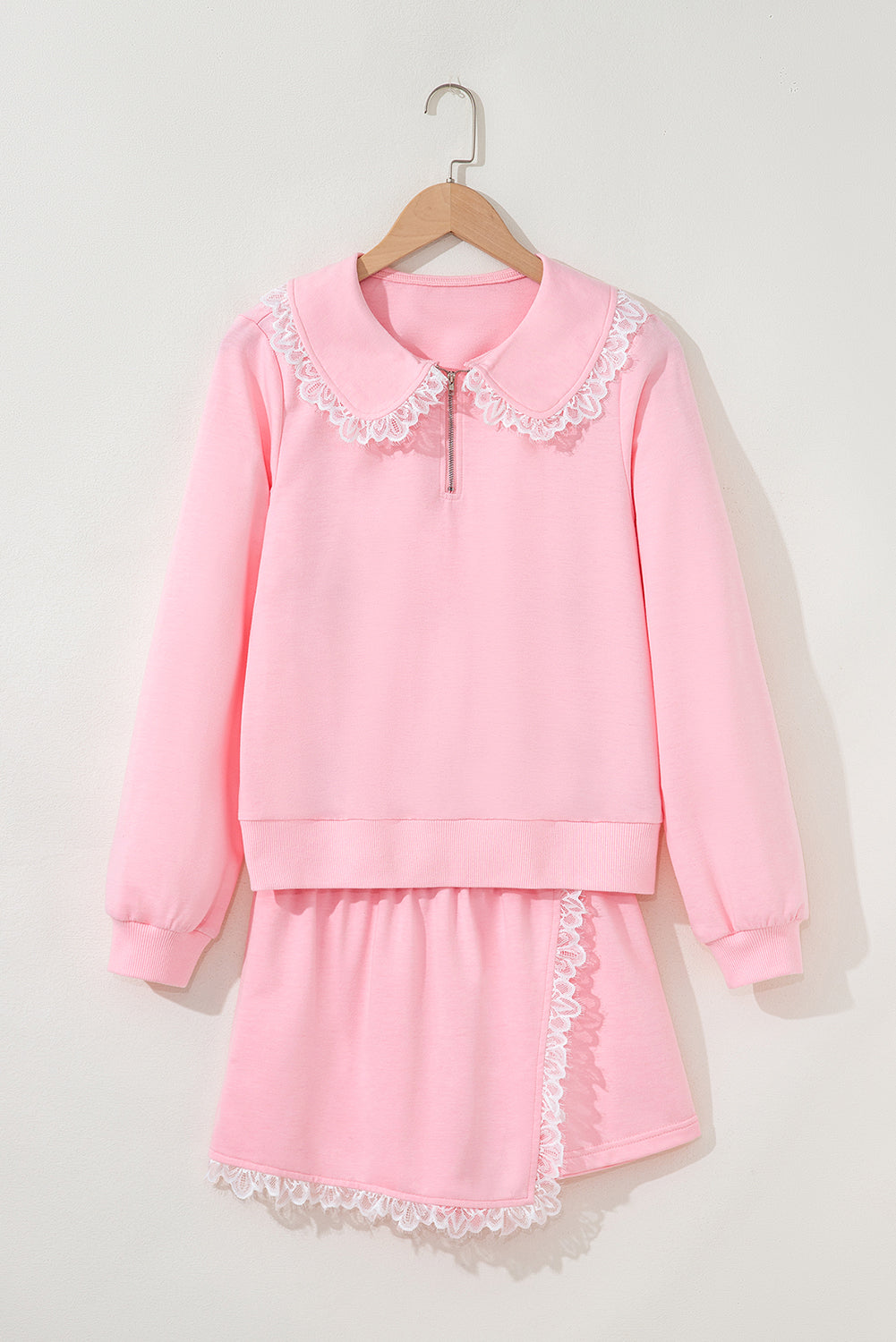 Pink Lace Sweatshirt Set August.