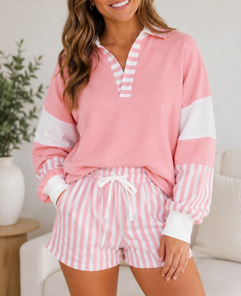 Pink Striped Colorblock Set RTS