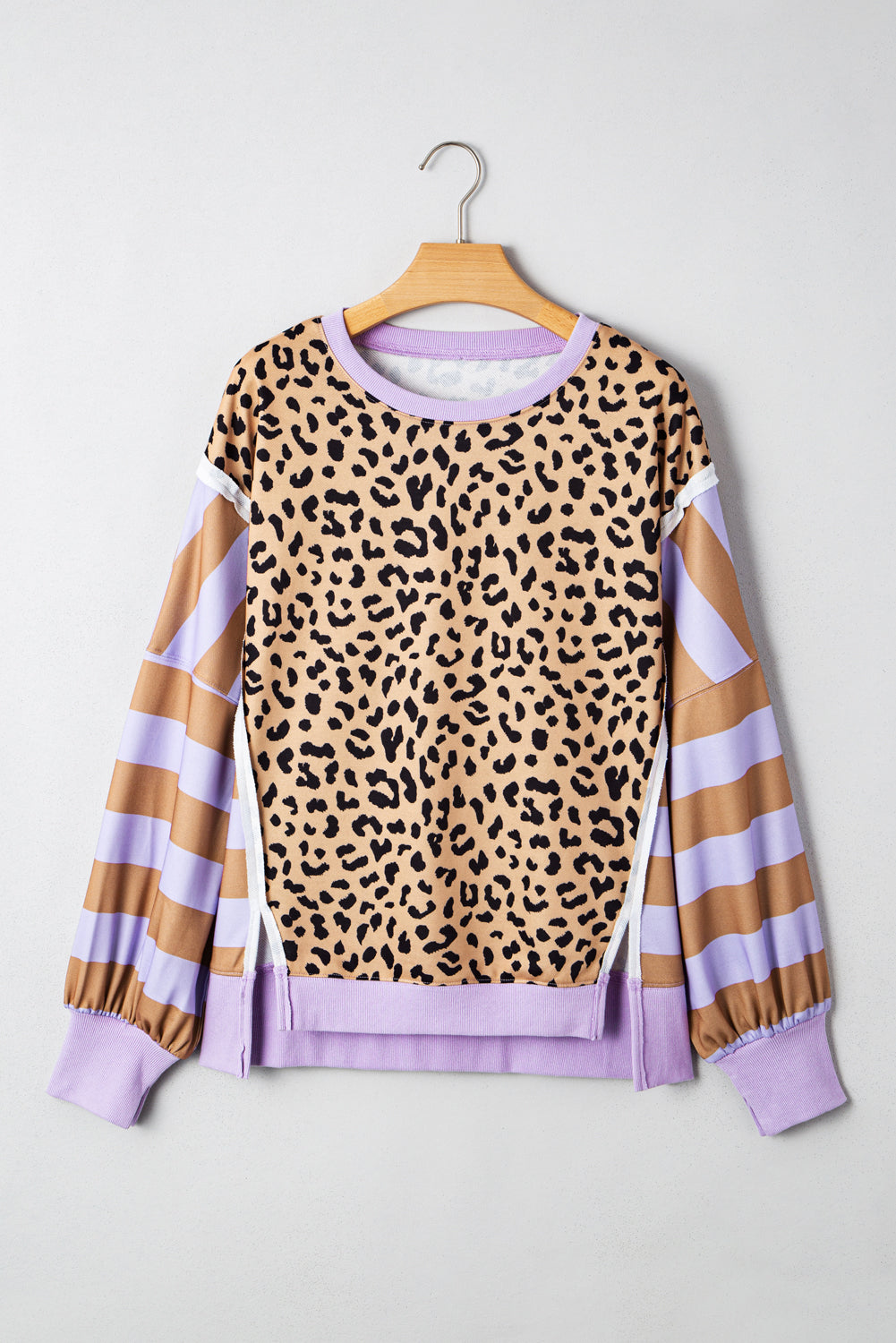 Purple Stripe Leopard Pullover LT