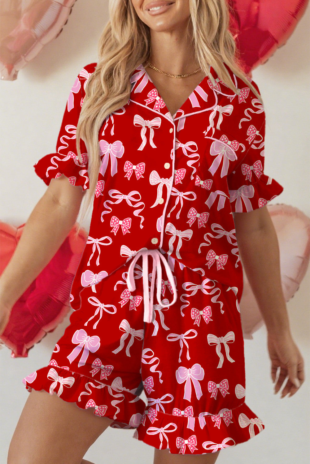 Red Bow Print PJ Set LT