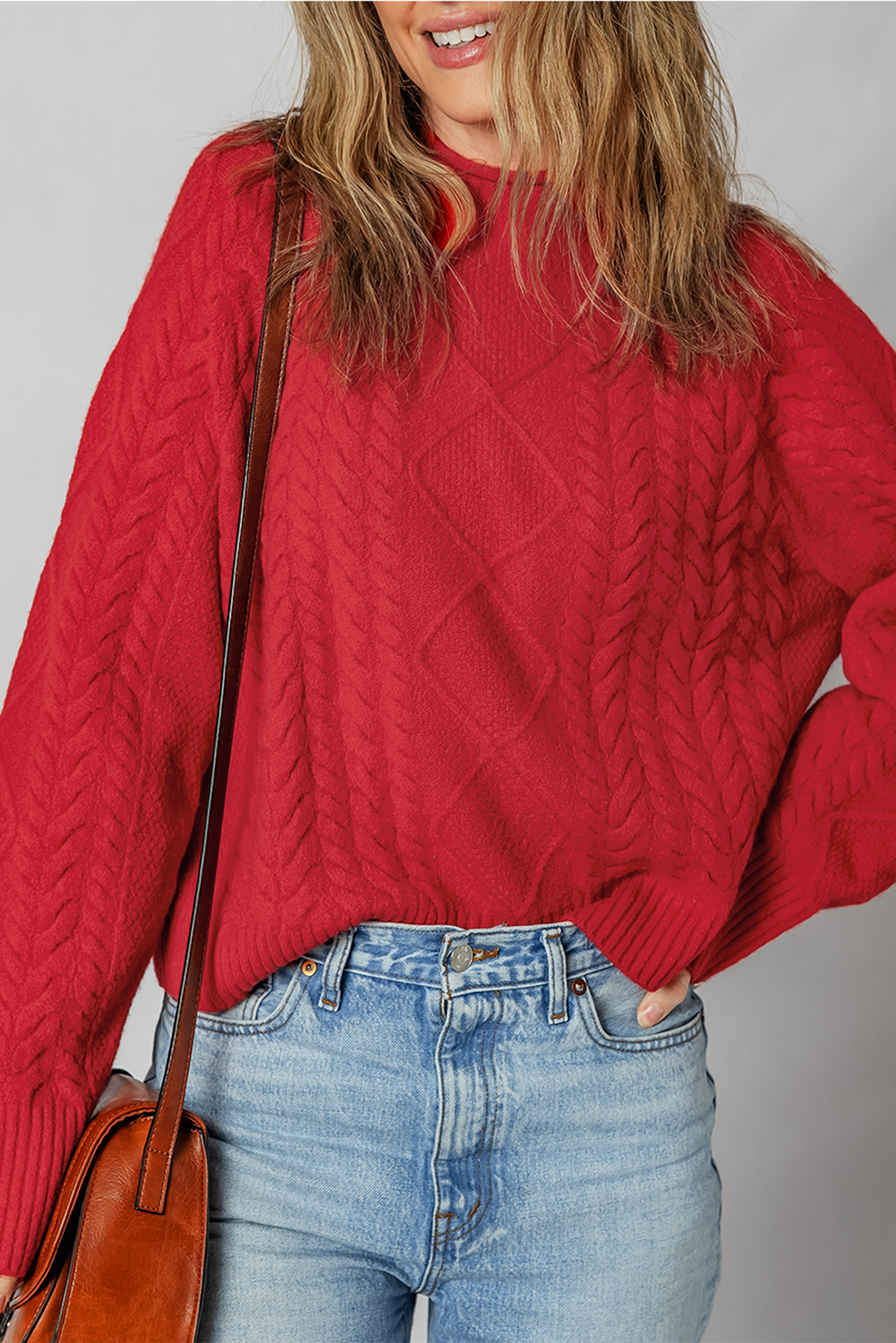 Red Cable Knit Sweater LT