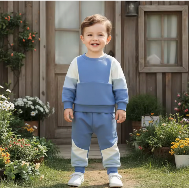 Two Tone Blue and White Colorblock Lounge Set