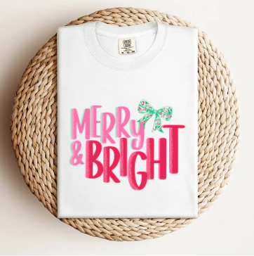 MERRY & BRIGHT WITH BOW TEE.