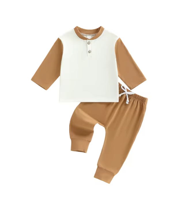 Khaki and Cream Colorblock Set