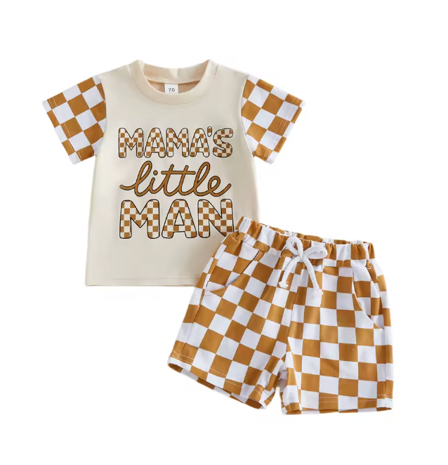 Rust Mama's Little Man Chex Short Set