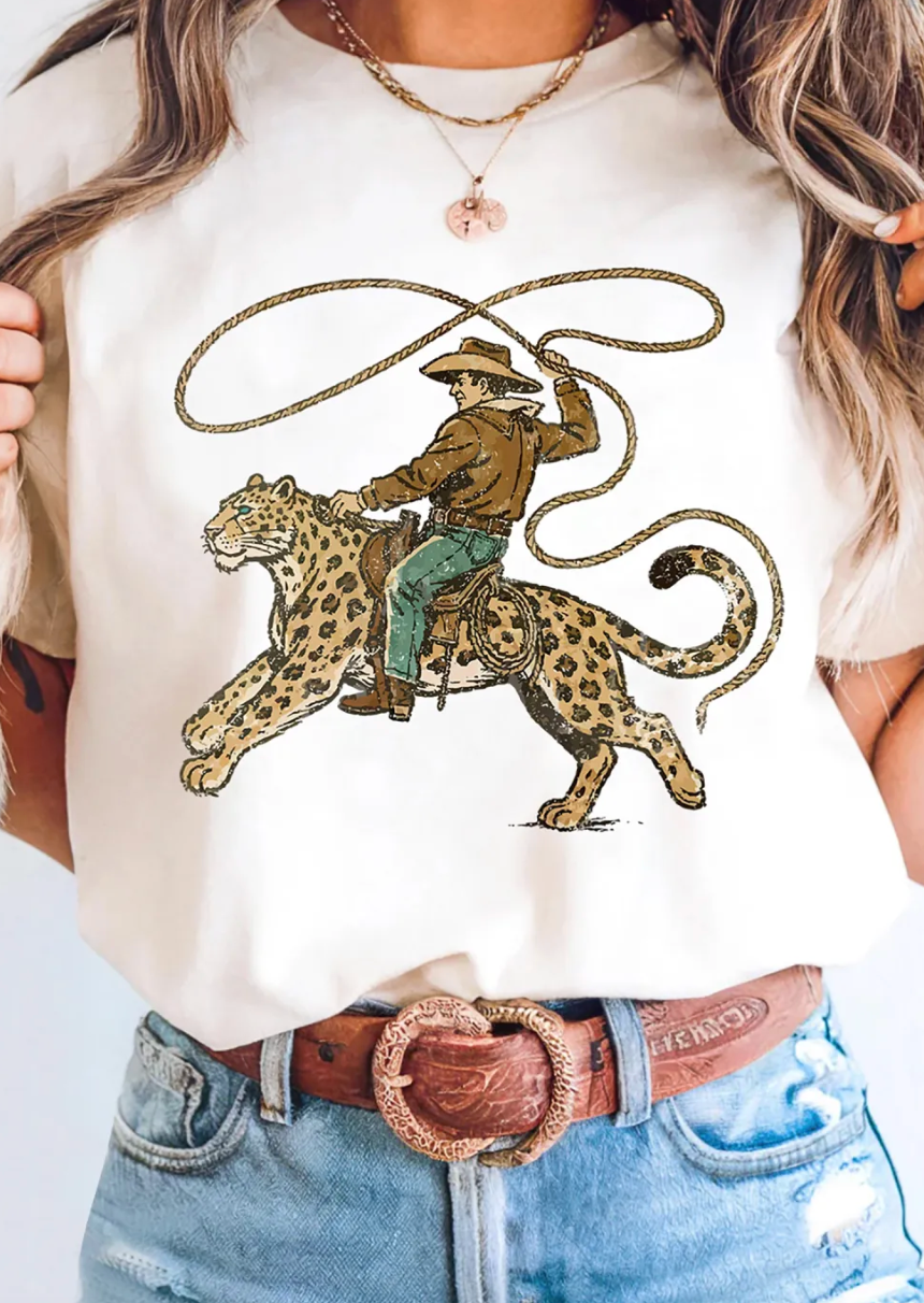 White Leopard Rodeo Graphic Shirt RTS