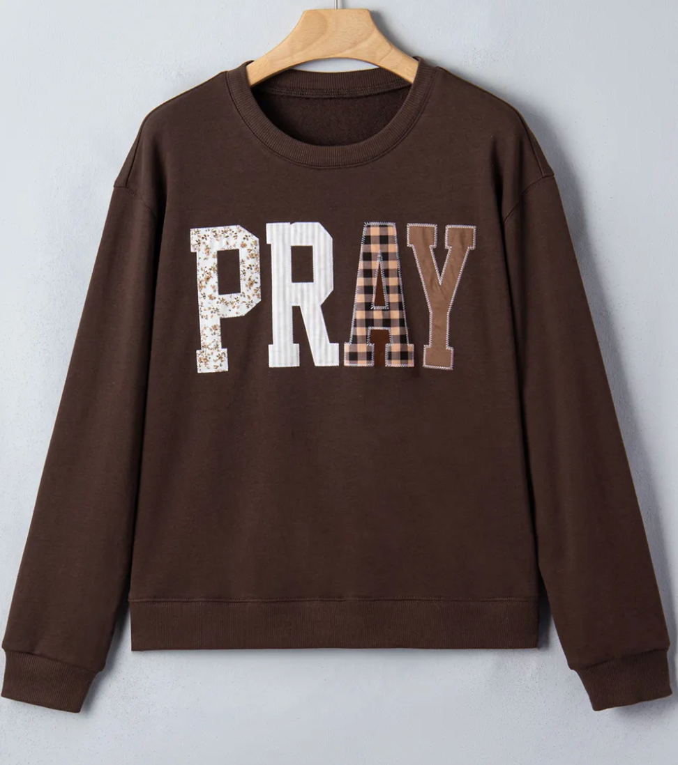 Pray Patchwork Embroidered Pullover RTS