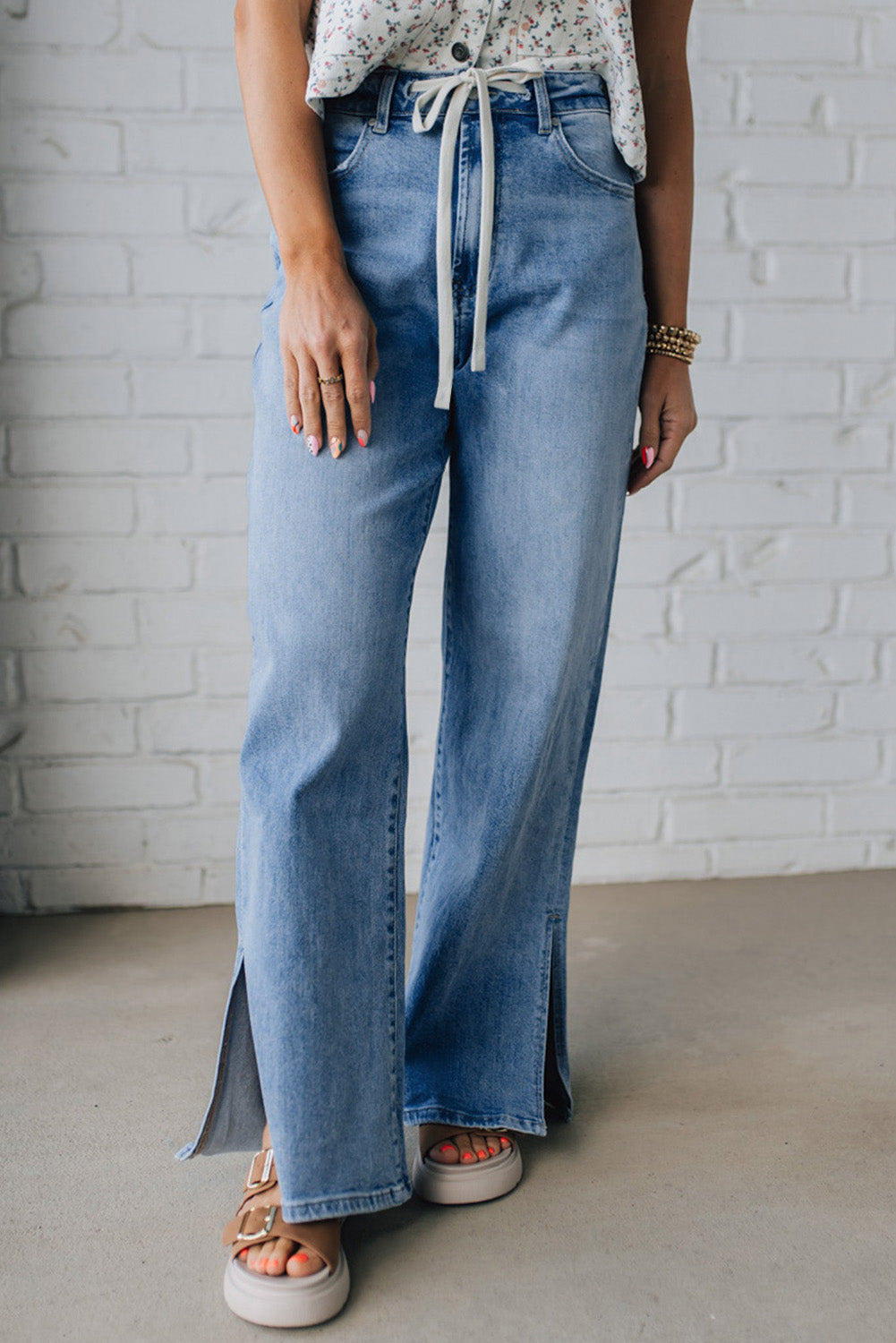 Slit Leg Casual Jeans FB