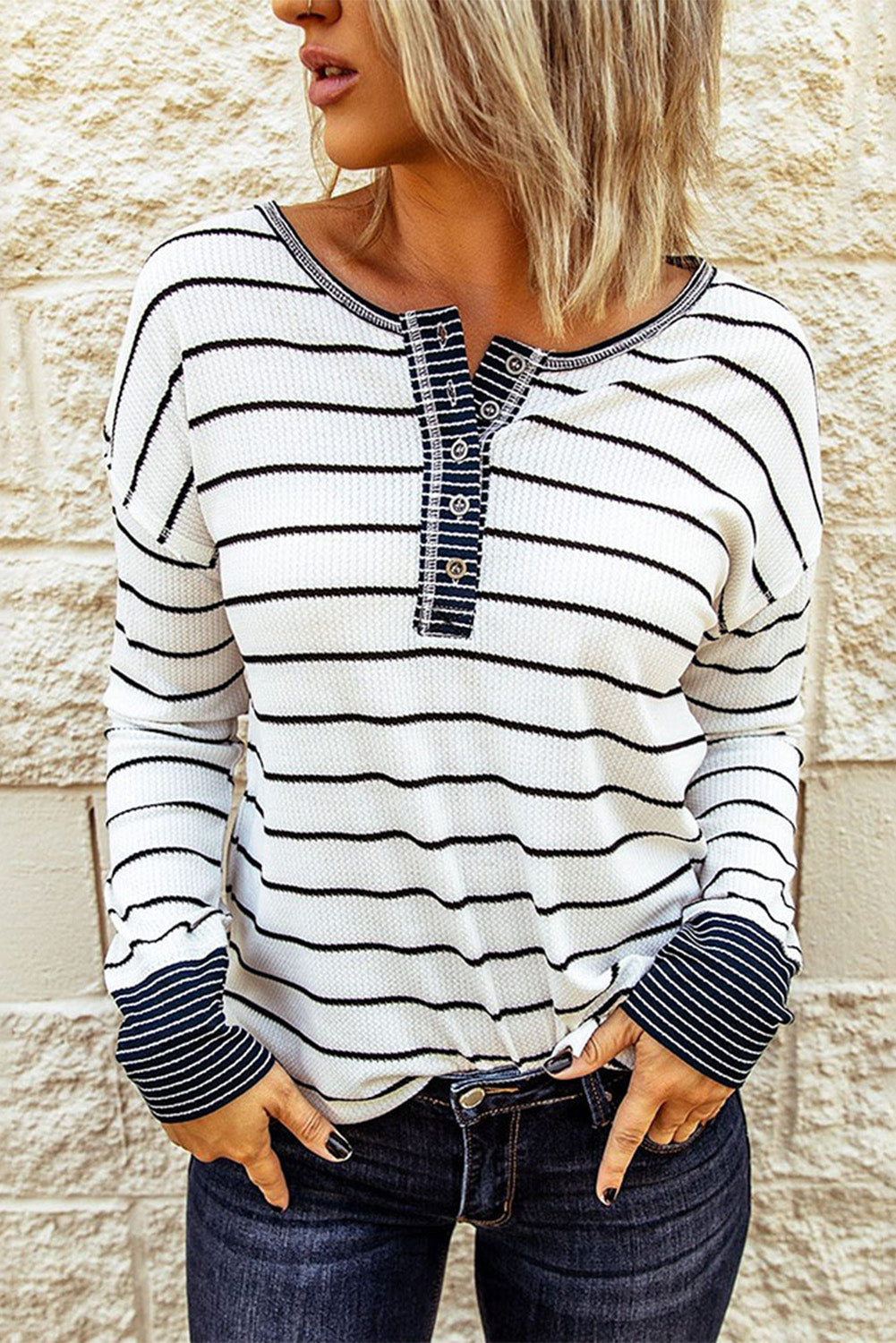 Stripe Waffle Knit Top October.