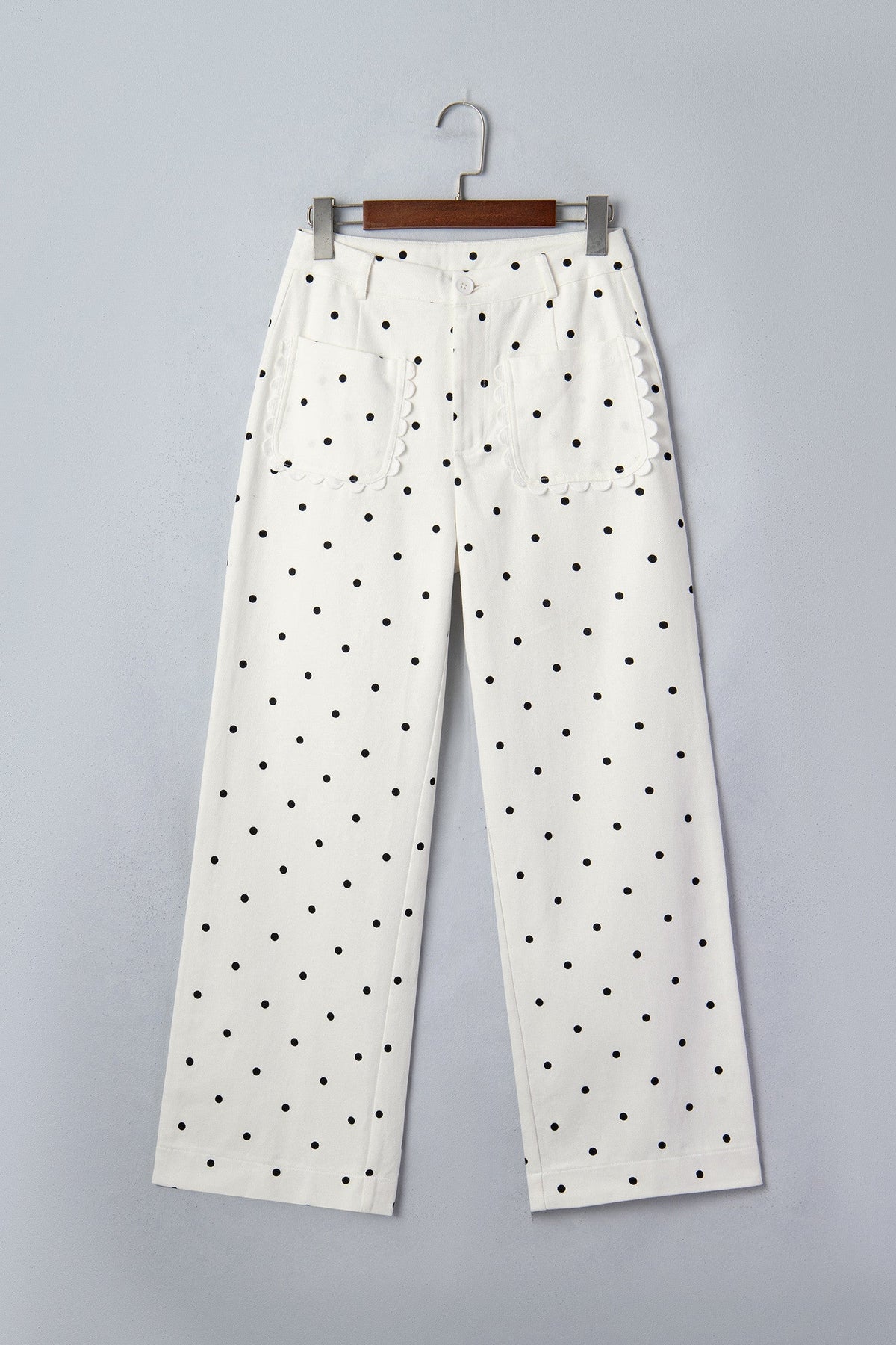 Polka-Dot Scalloped Jeans