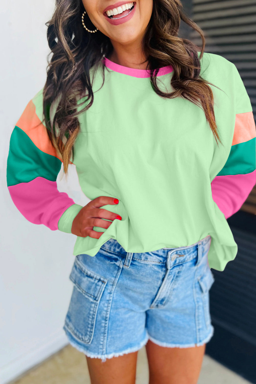 Colorblock Patchwork Loose Top FB