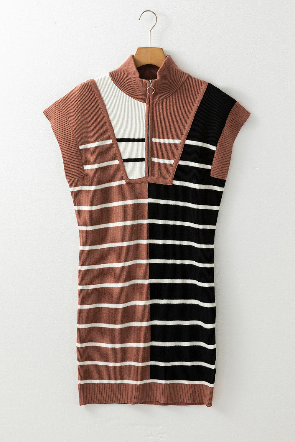 Colorblock Zip Collar Sweater Dress *multiple colors* LT