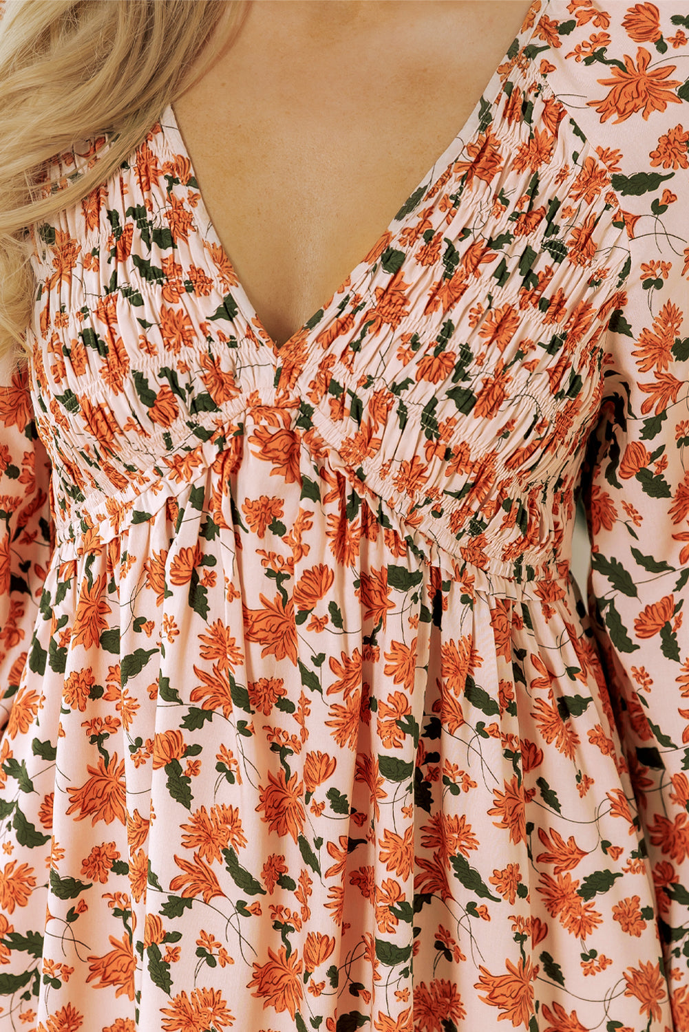Beige Floral Babydoll Dress FB
