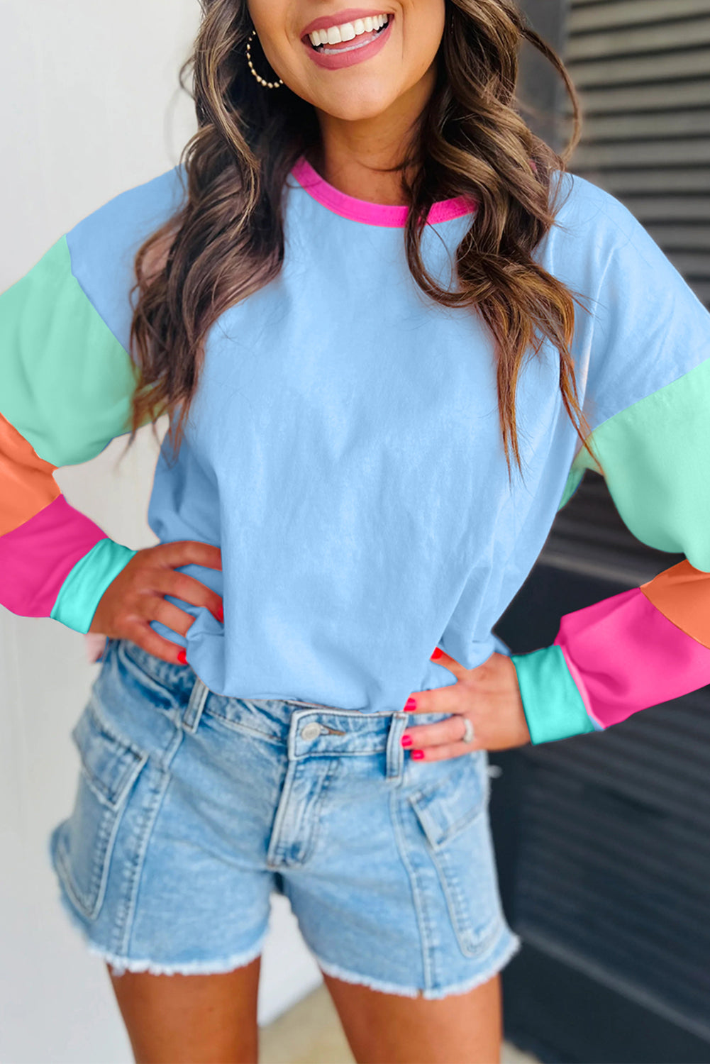 Colorblock Patchwork Loose Top FB