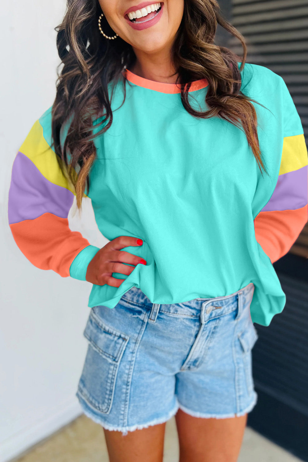 Colorblock Patchwork Loose Top FB