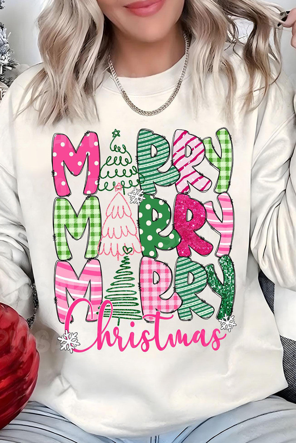 Graphic Merry Christmas Pullover Sweatshirt RTS