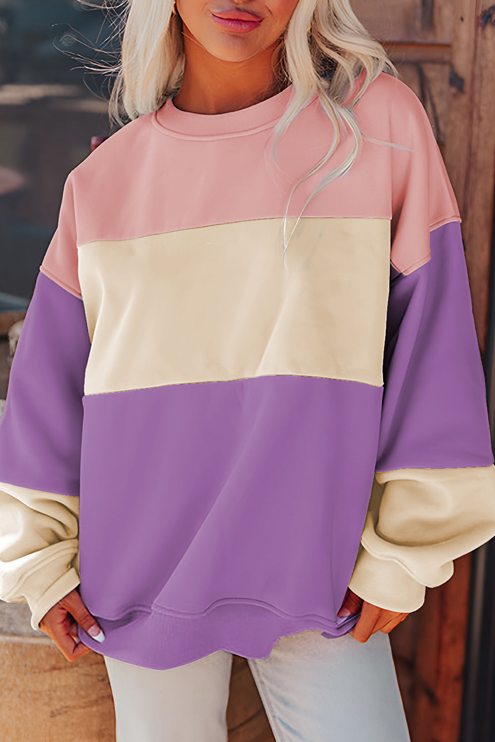 Colorblock Patchwork Pullover LT