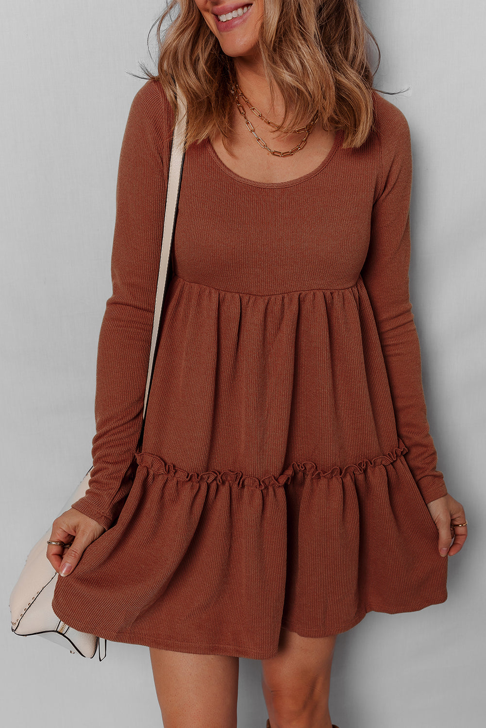 Chestnut Ribbed Dress RTS