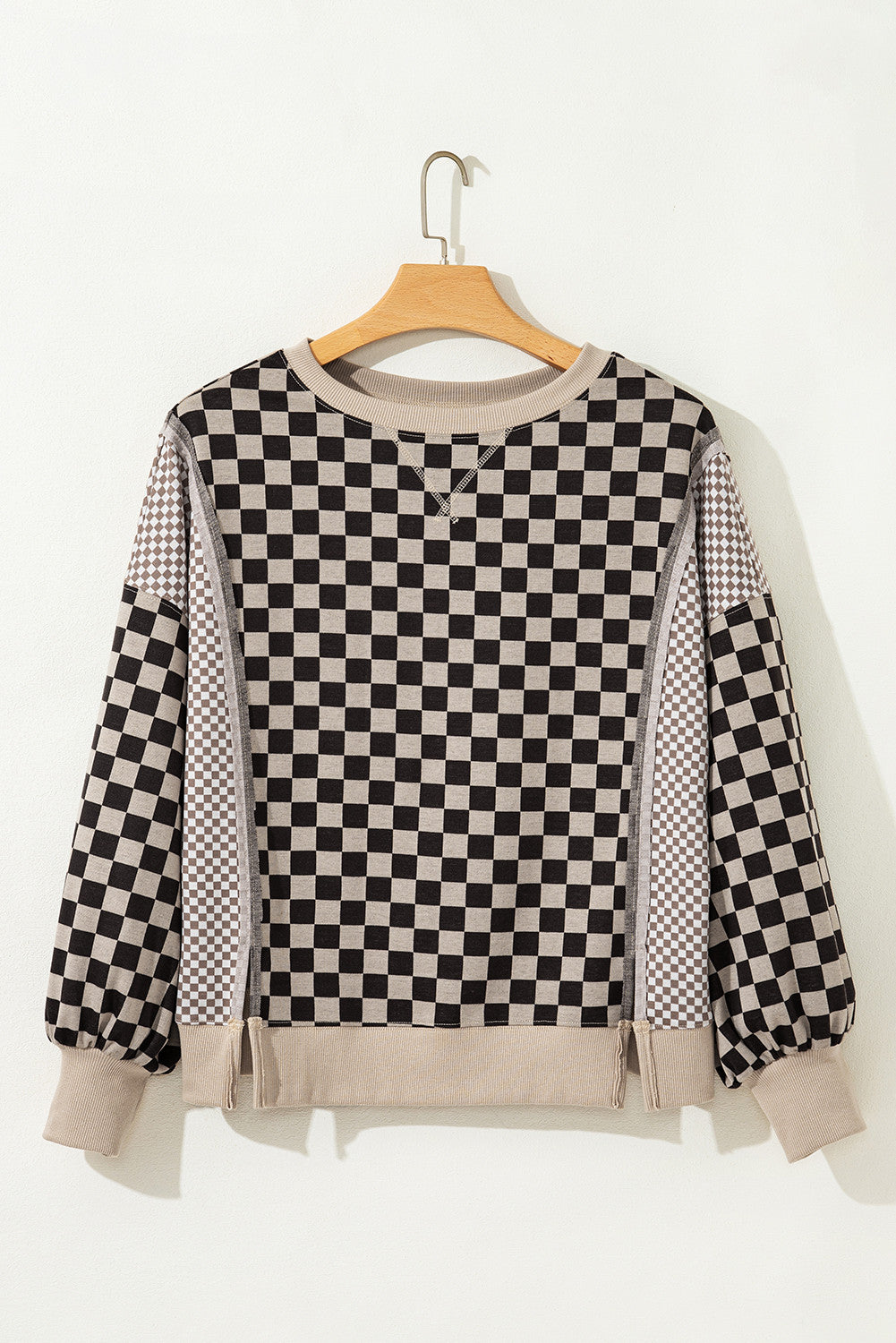 Khaki Mixed Checkered Top FB