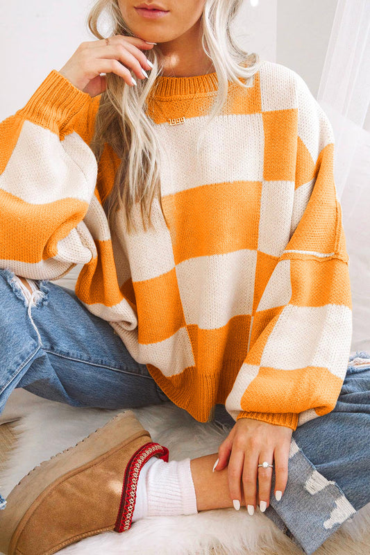 Orange Checkered Sweater FB