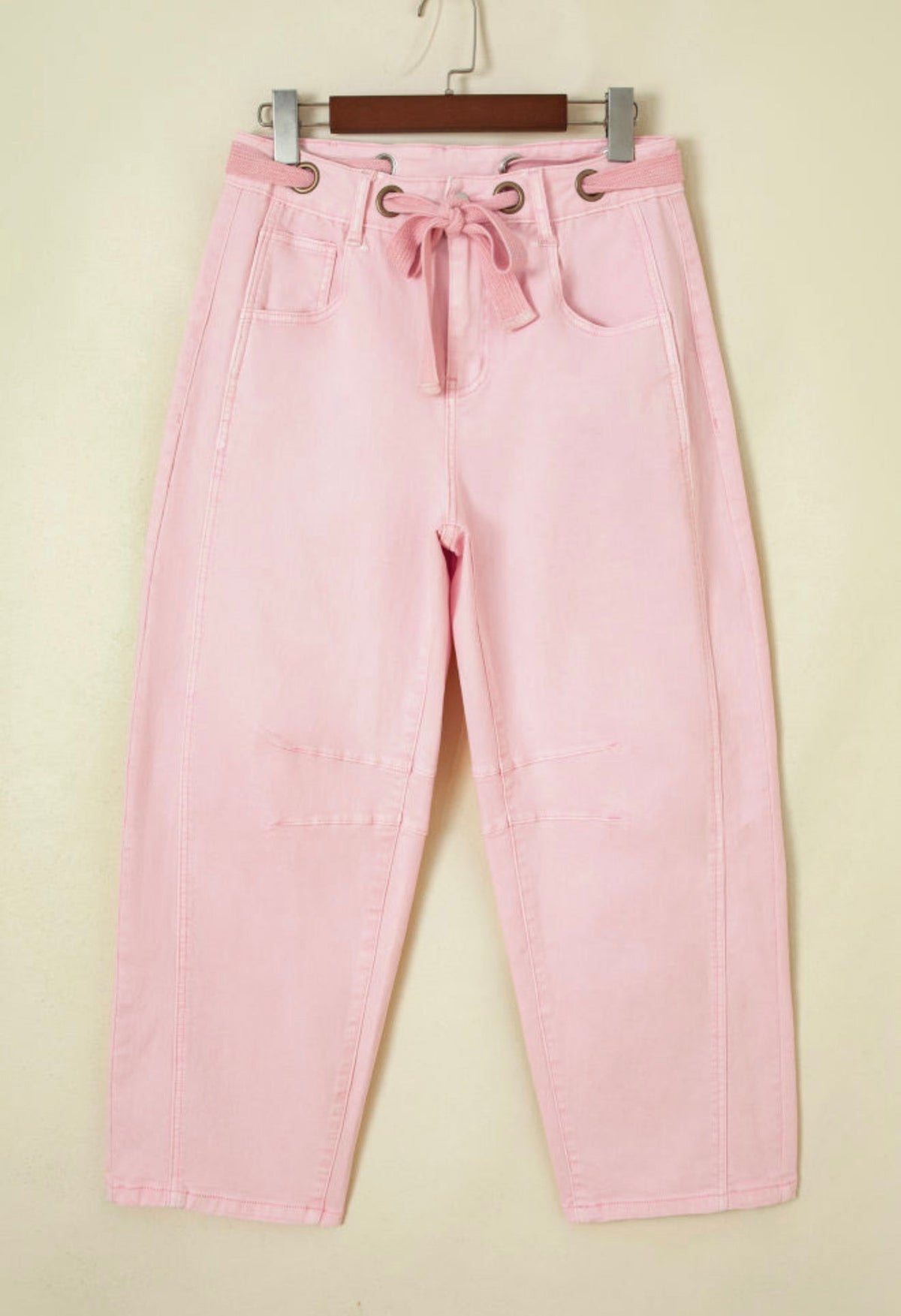 Tie Waist Barrel Jeans
