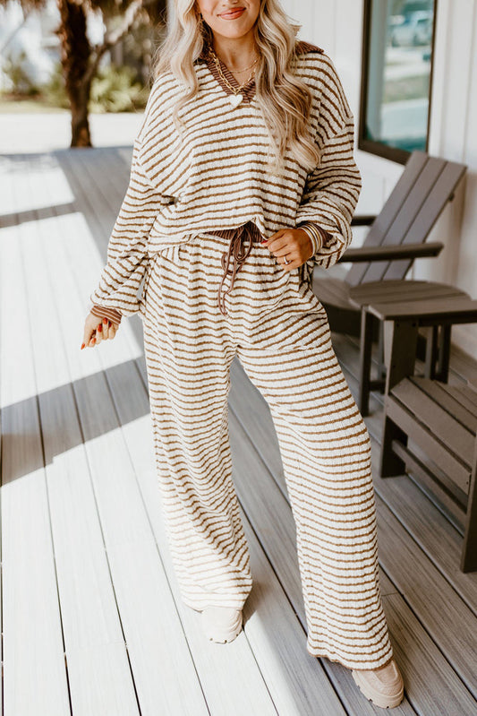 Khaki Stripe Pullover Set RTS