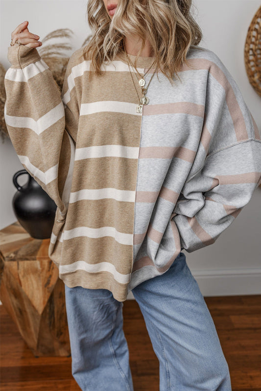 Khaki Stripe Oversize Sweater RTS